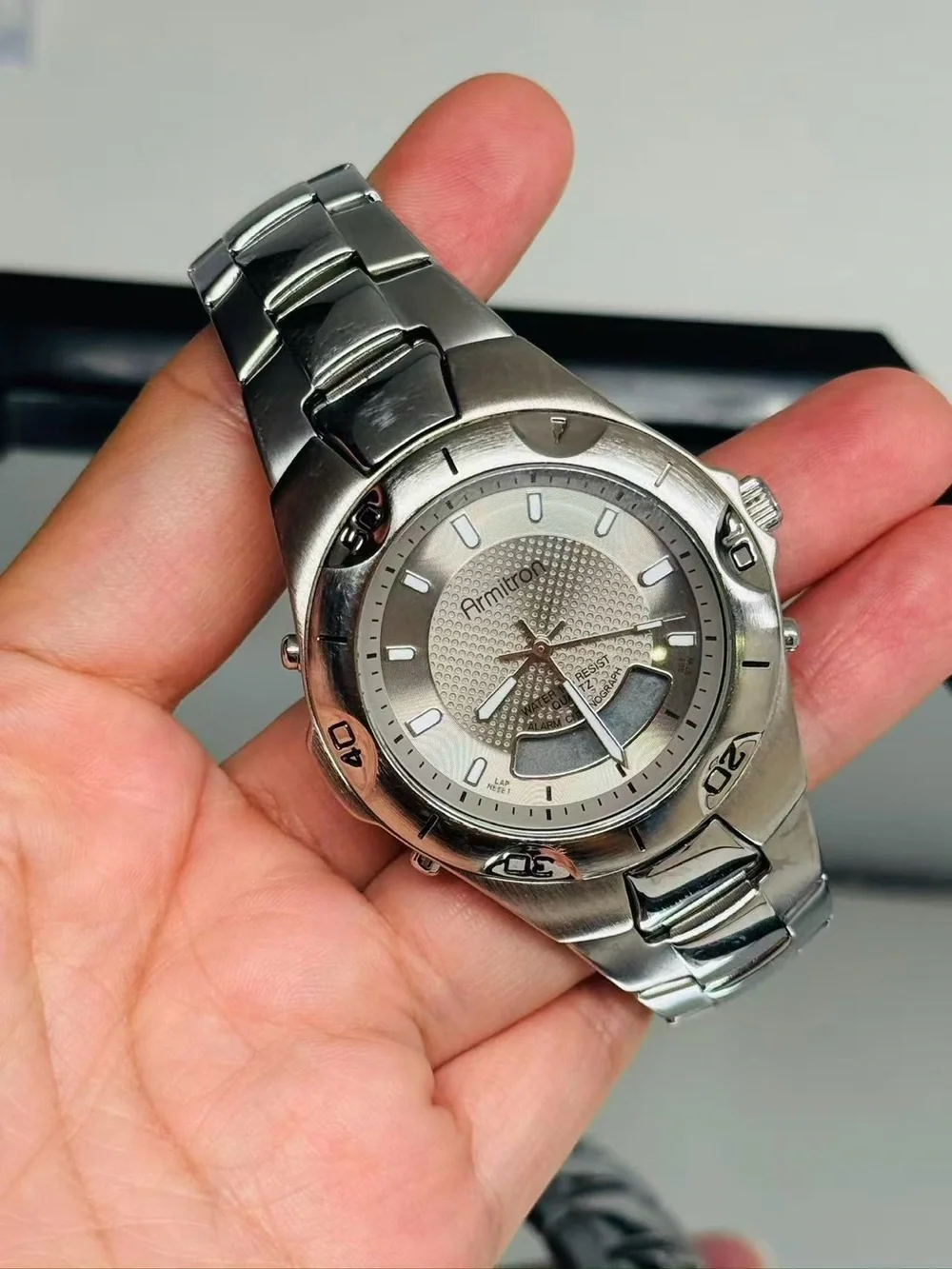 Vintage Armitron Men’s Quartz Chronograph Watch Day Date 41mm New Battery Runs
